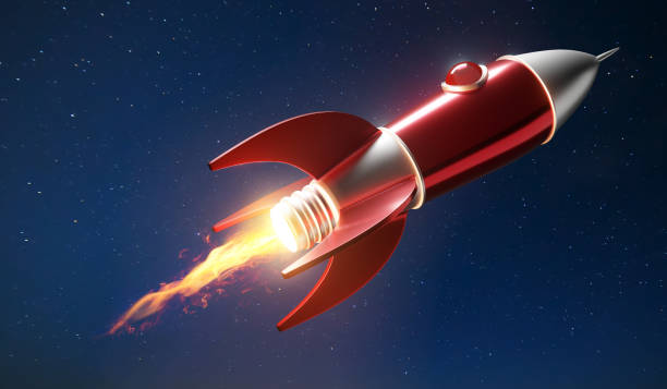 istock Rocket metallic red and silver antique style 1199376163
