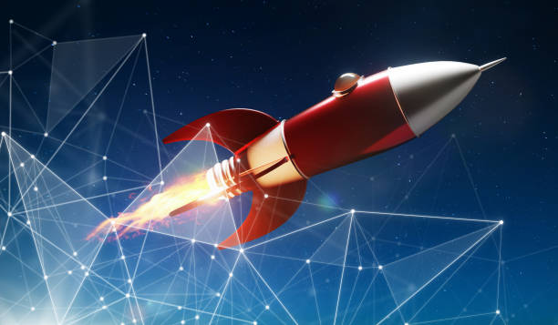 istock Rocket metallic red and silver antique style 1199376616