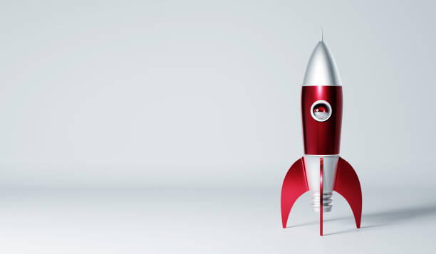 istock Rocket metallic red and silver antique style 1199376631