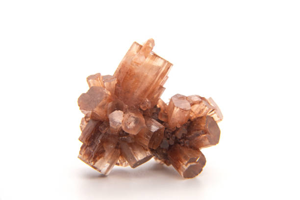 Macro mineral stone Aragonite on white background