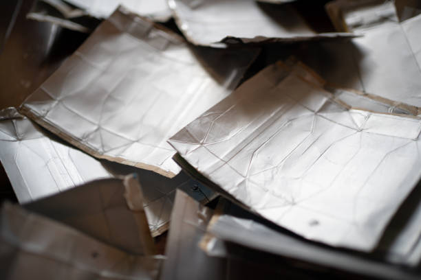 istock Milk carton packages collected for recycling. 1199383480