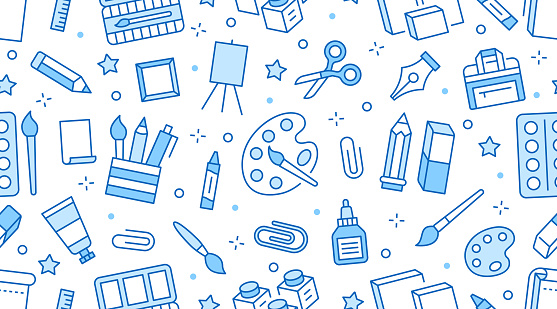 Ilustración de Fondo De Papelería Herramientas Escolares Patrón Sin Costuras Fondo De Pantalla De Educación Artística Con Iconos De Línea De Lápiz Pluma Pincel Paleta Cabe Painter Suministra Ilustración Vectorial De Color Ilustración de Fondo De Papelería Herramientas Escolares Patrón Sin Costuras Fondo De Pantalla De Educación Artística Con Iconos De Línea De Lápiz Pluma Pincel Paleta Cabe Painter Suministra Ilustración Vectorial De Color