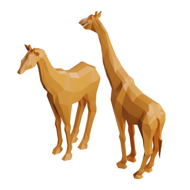istock Low Poly 3d models of a Giraffe in isometric projection isolated on white background. 1199385528