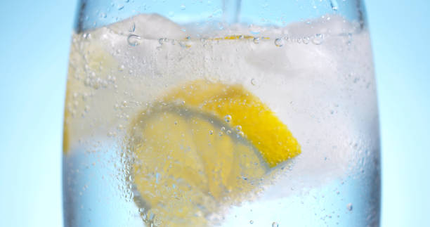 Soda water in a glass stock photo