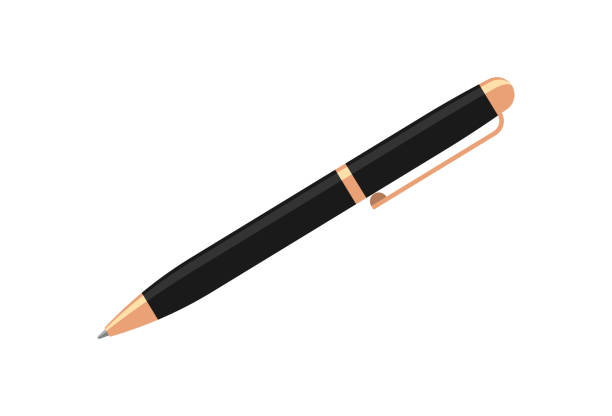 illustrations, cliparts, dessins animés et icônes de stylo noir et or d'isolement sur le fond blanc. icône d'affaires de vecteur - pen writing instrument pencil gold