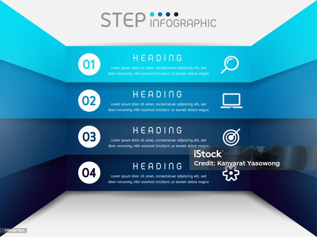 Square Blue Shape Elements Of Graph Diagram With Steps Options ...