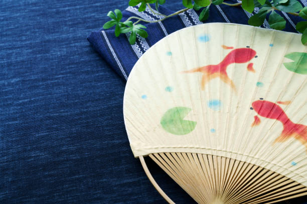 Japanese summer scene with Japanese fan. (Summer image)