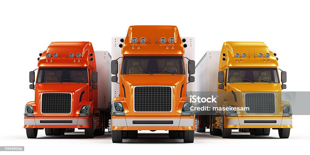 Alguns caminhões apresentação isolada no branco " - Foto de stock de Fundo Branco royalty-free