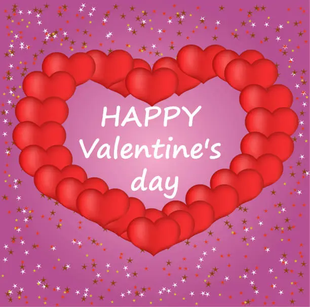 Photo of valentines day card with hearts vector illustration