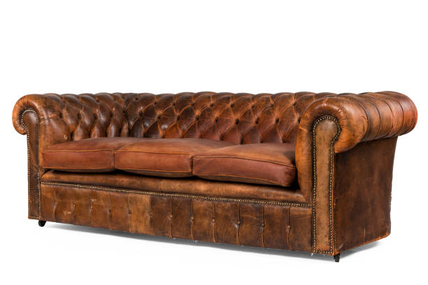 istock Brown leather chesterfield sofa couch original 1199401362