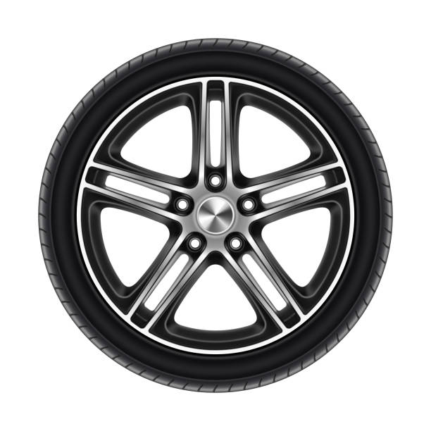 rad des autos auf weißem oder autoreifen isoliert - tire rim stock-grafiken, -clipart, -cartoons und -symbole