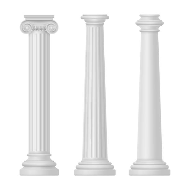 ilustrações, clipart, desenhos animados e ícones de iônica e toscana, grega e egípcia, coluna de roma - column ionic capital isolated