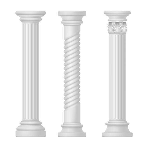 ilustrações, clipart, desenhos animados e ícones de jogo do grego e do romano isolados, coluna de egipto - column ionic capital isolated