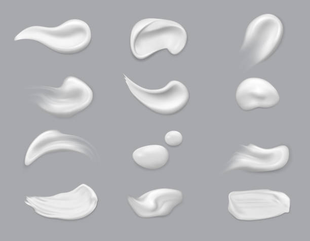 ilustrações de stock, clip art, desenhos animados e ícones de white cosmetic brush strokes isolated, makeup - cream