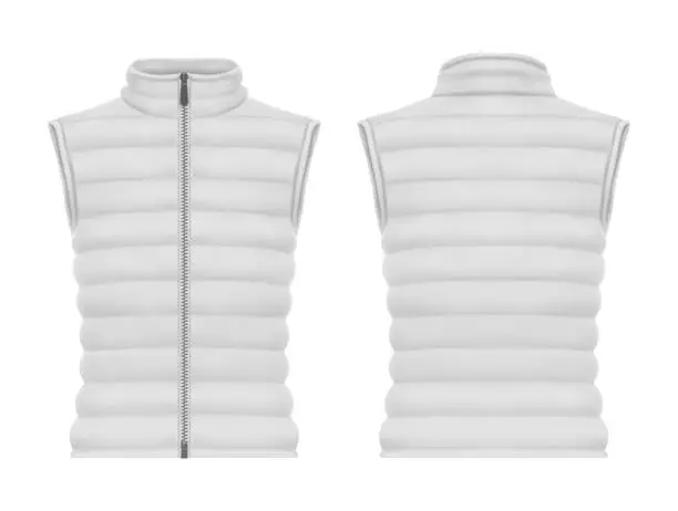 Vector illustration of Front and back of vest jacket or sleeveless puffer