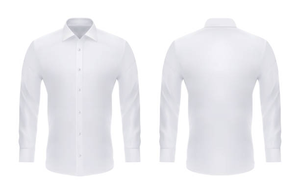 男のためのボタンが付くフォーマルなリアルなシャツ - 襟付きシャツ点のイラスト素材／クリップアート素材／マンガ素材／アイコン素材