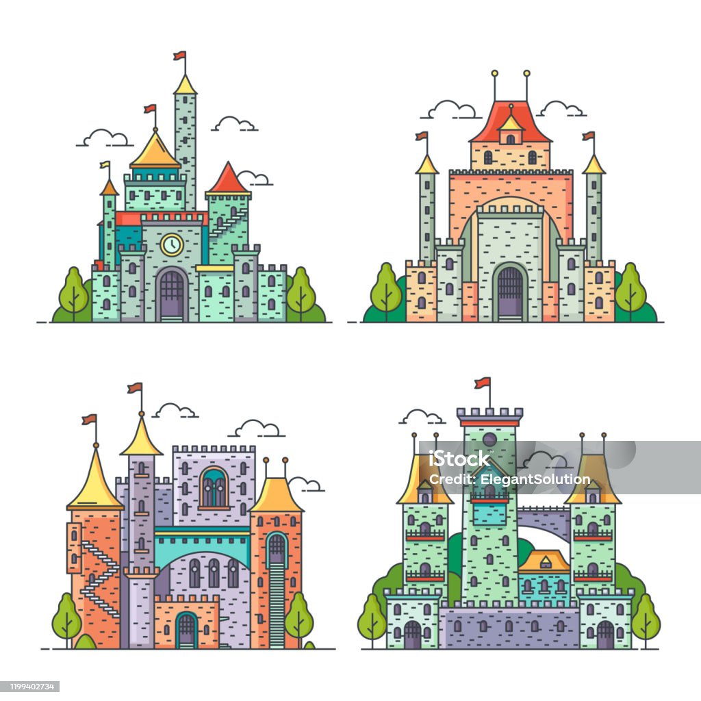 Ilustración de Castillos De Dibujos Animados Palacio Del Reino Fortaleza  Medieval y más Vectores Libres de Derechos de Castillo - Estructura de  edificio - iStock