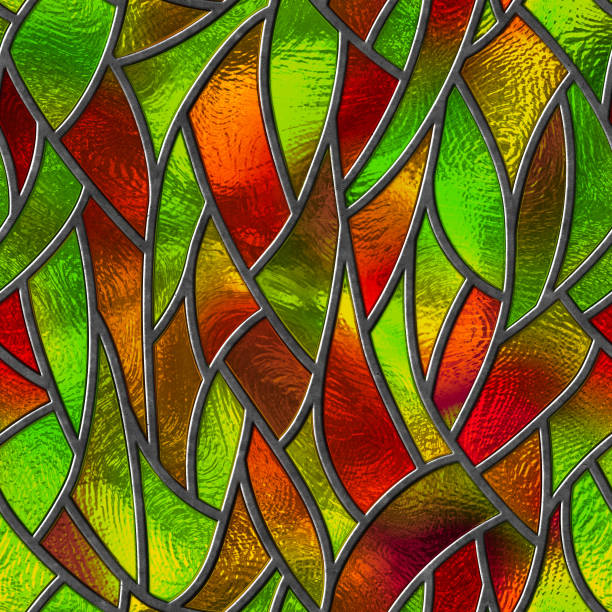 istock Colored glass seamless texture with pattern for window, stained glass,  3d illustration 1199404563