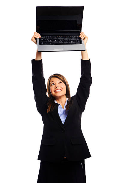 istock Businesswoman holding laptop 119940503