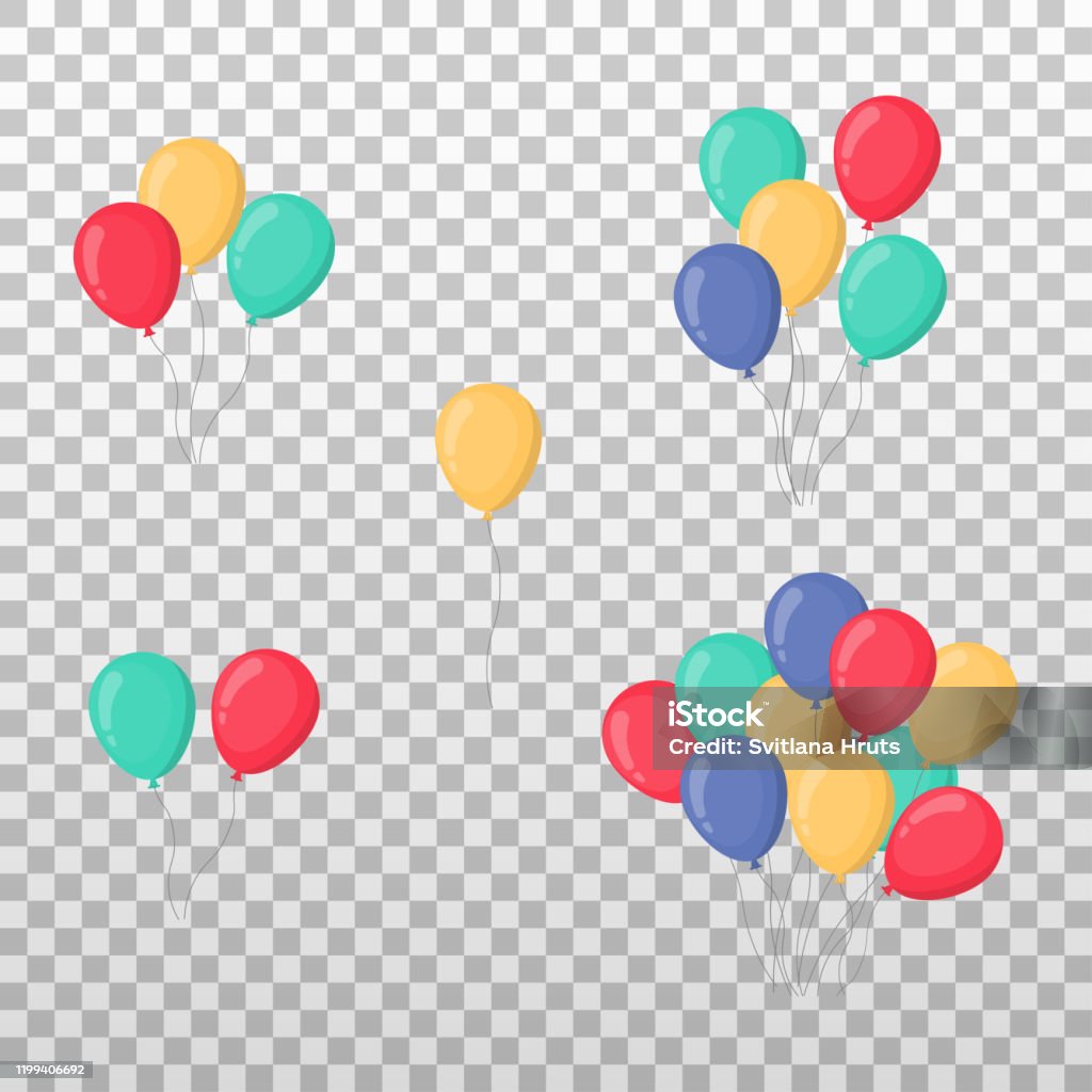2 Random Balloons Set Objects With Random Number Balloons On Transparent Background ...