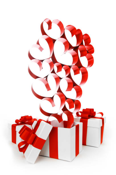 istock Gifts and hearts on white 1199409242
