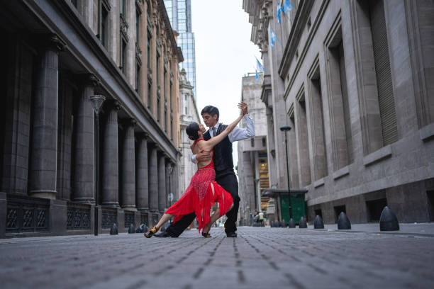 istock Passionate tango partners, performing tango argentino 1199410239