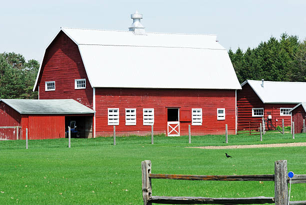 istock Red Barn and Fences 119941475