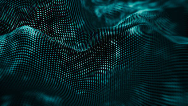 Abstract Hologram gravity wave BG Abstract Hologram gravity wave background - 3d rendered image of wave pattern structure.  Polygonal wireframe design element. Hologram, big data, block chain, connection concept. quantum photos stock pictures, royalty-free photos & images