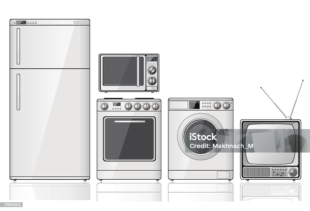 Set of electrical household appliances Set of realistic household appliances over white background. Appliance stock vector
