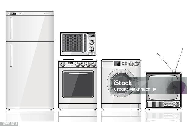 Set Of Electrical Household Appliances Stock Illustration - Download Image Now - Appliance, Black Color, Cleaning