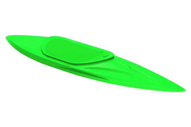 caiaque plástico verde isolado no branco - mastro peça de embarcação - fotografias e filmes do acervo