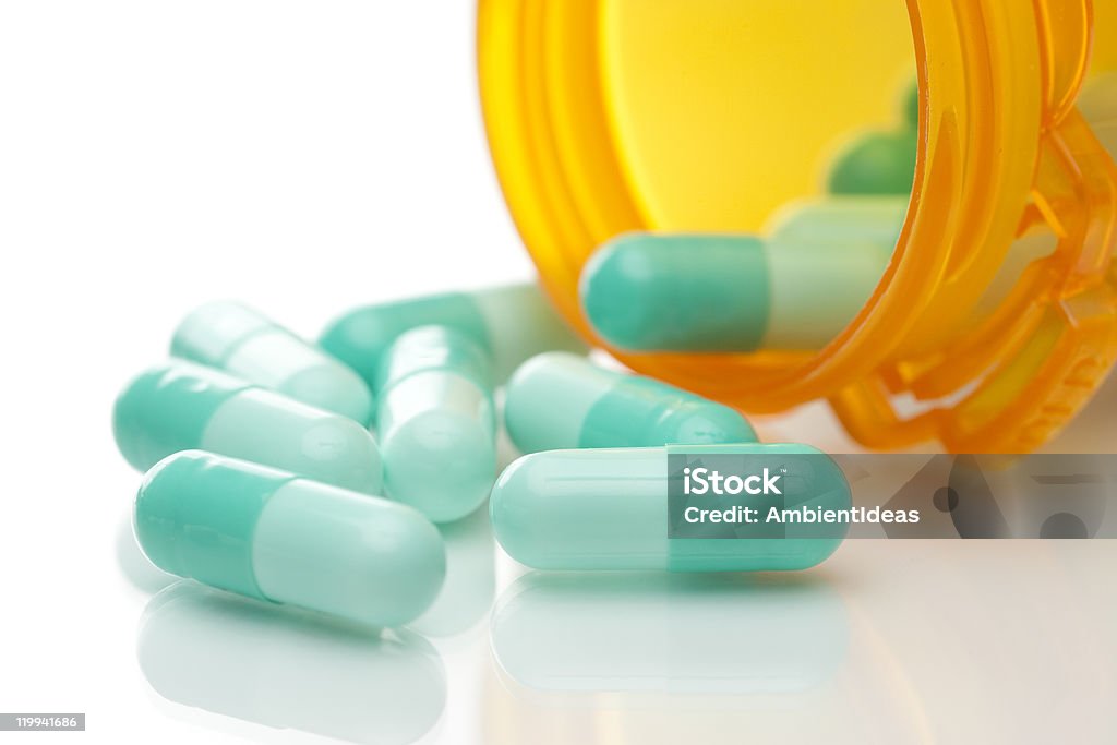 Prescription Medicine on White Background  Close-up Stock Photo