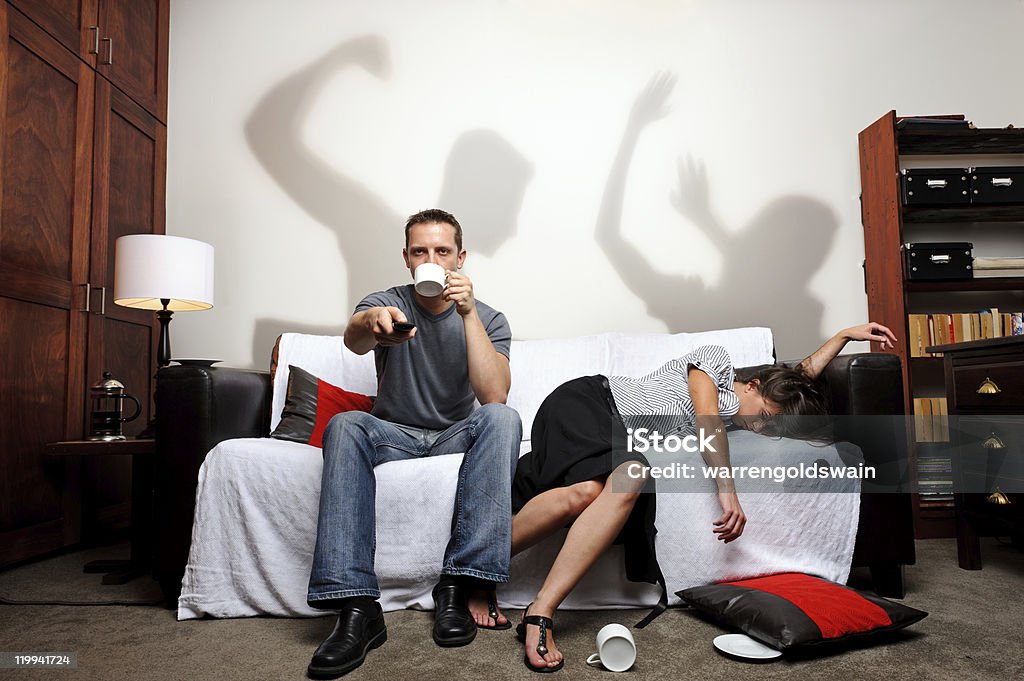 Domestic abuse shadow play; family and social issue  Domestic Violence Stock Photo