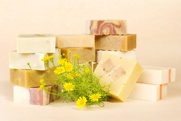 istock group of handmade soap with flower decoration 119942040