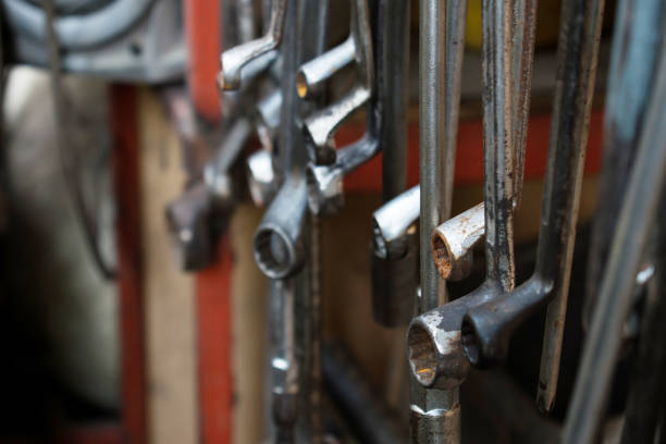 istock Tools and accessories for professional car mechanic. Close up. 1199420772