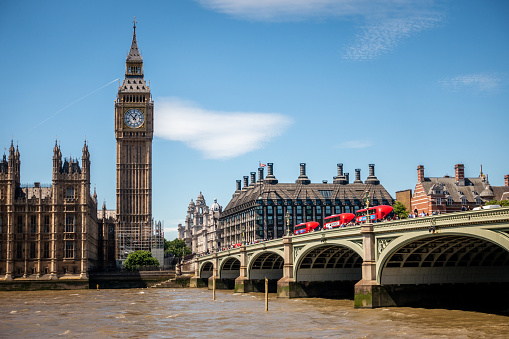 June 10, 2017 - London, United Kingdom: Big Ben and westminster bridge in London