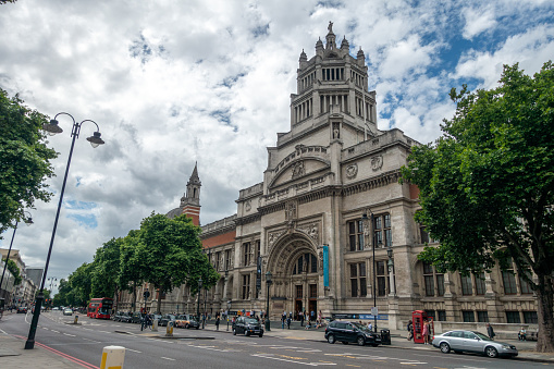 June 11, 2017 - London, United Kingdom: Victoria and Albert Museum exterior street view in Knightsbridge