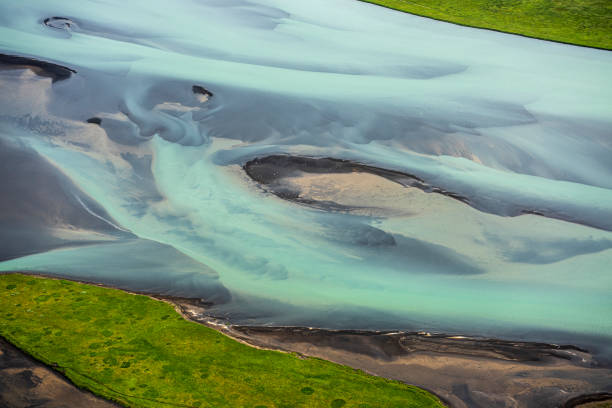 istock Abstract pattern of river in Iceland, taken from a helicopter 1199427268