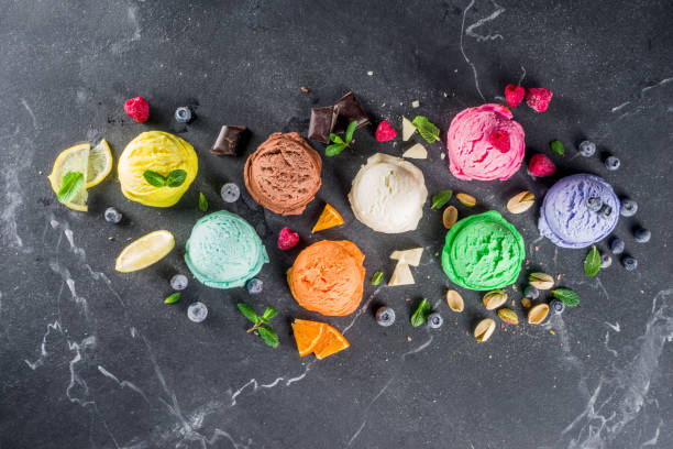 istock Colorful pastel ice cream with waffle cones 1199430577