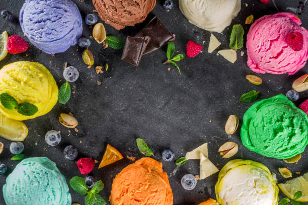 istock Colorful pastel ice cream with waffle cones 1199430587