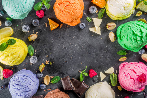istock Colorful pastel ice cream with waffle cones 1199430615