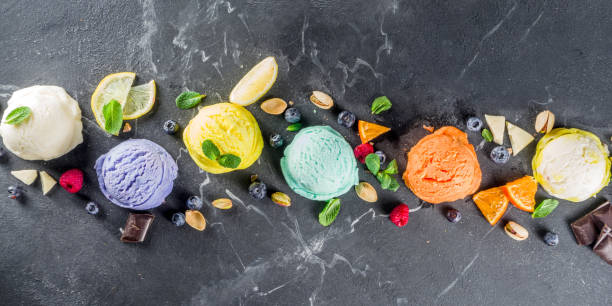 istock Colorful pastel ice cream with waffle cones 1199430670