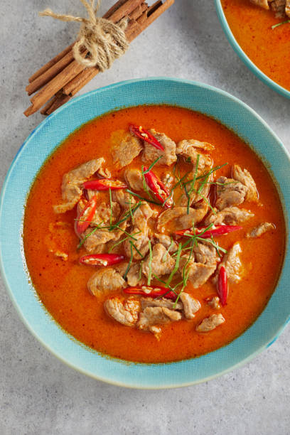 istock Dried red pork coconut curry, Thai cuisine 1199431335