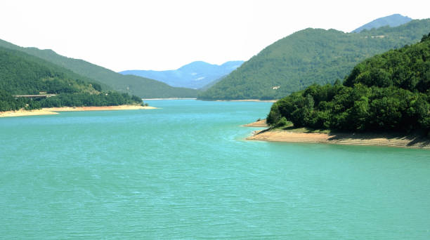A view on the Gazivode lake at Kosovo stock photo