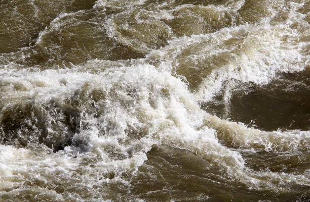 istock Raging muddy water in the river 1199432115