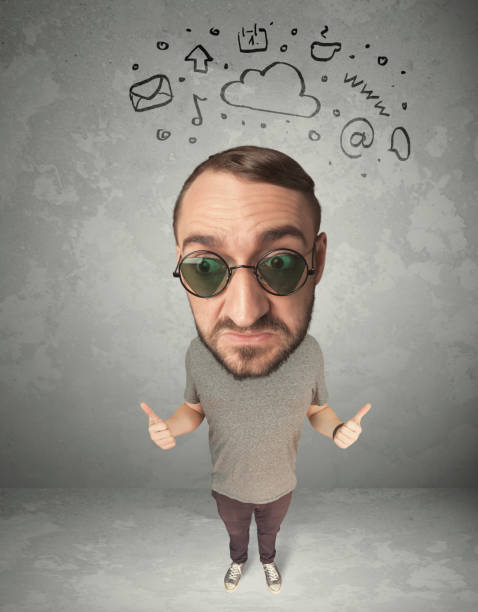 istock Big head person with social media marks 1199432465