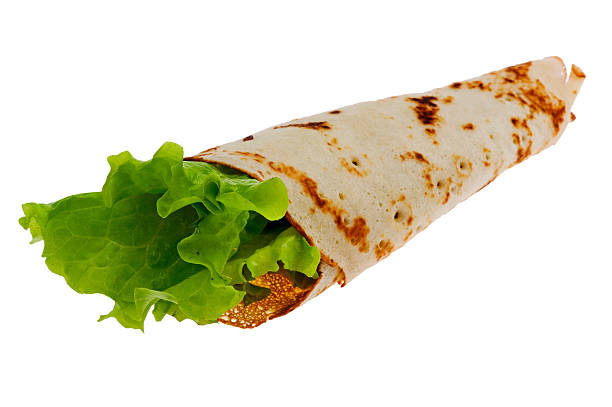 istock pancake with salad on white background 119943303