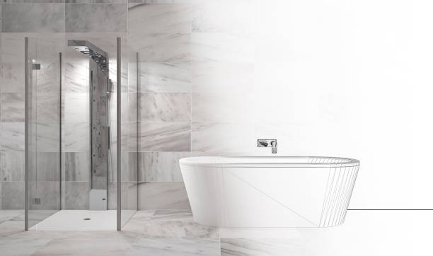 istock luxury clean spa bathroom interior with ceramic bathtub 1199433539