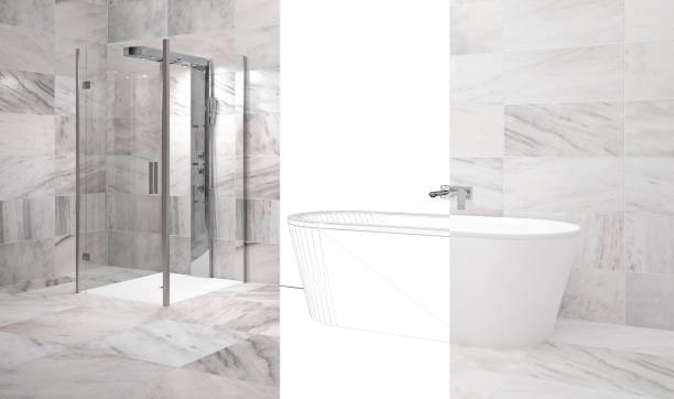 istock luxury clean spa bathroom interior with ceramic bathtub 1199433560