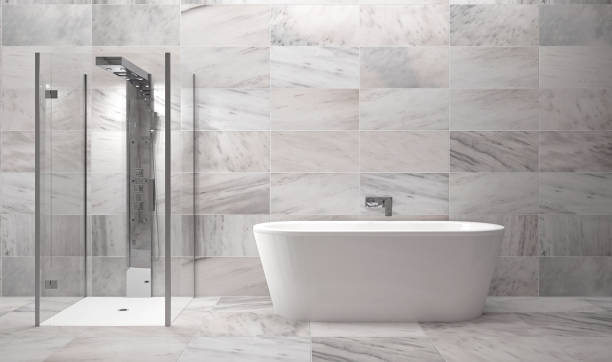 istock luxury clean spa bathroom interior with ceramic bathtub 1199433568
